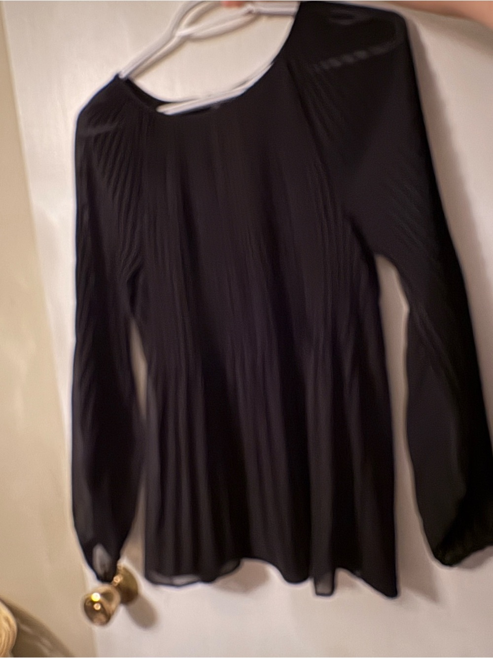Vintage calvin klein pleated chiffon long sleeve blouse with sheer sleeves